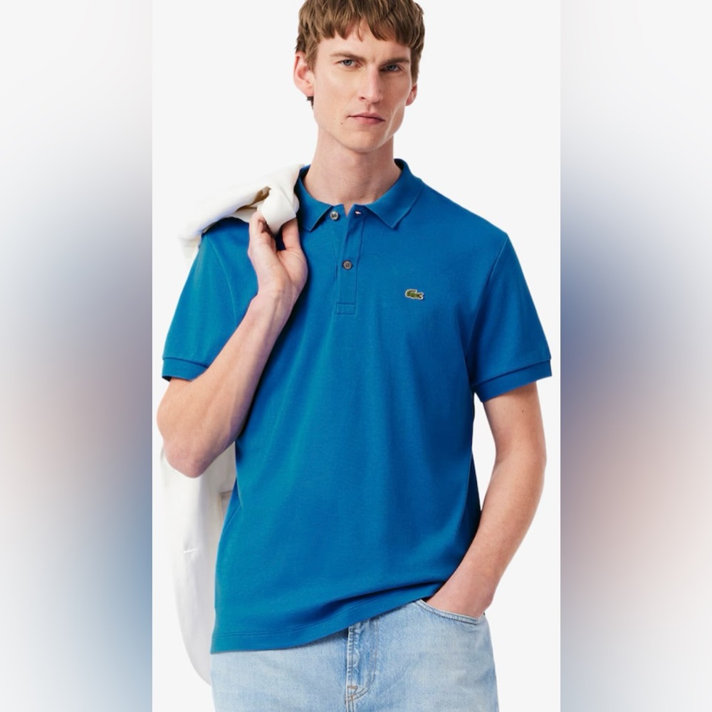 Lacoste Collared Button Polo Shirt Men FR8 / US 3XL Blue Short Sleeve Cotton